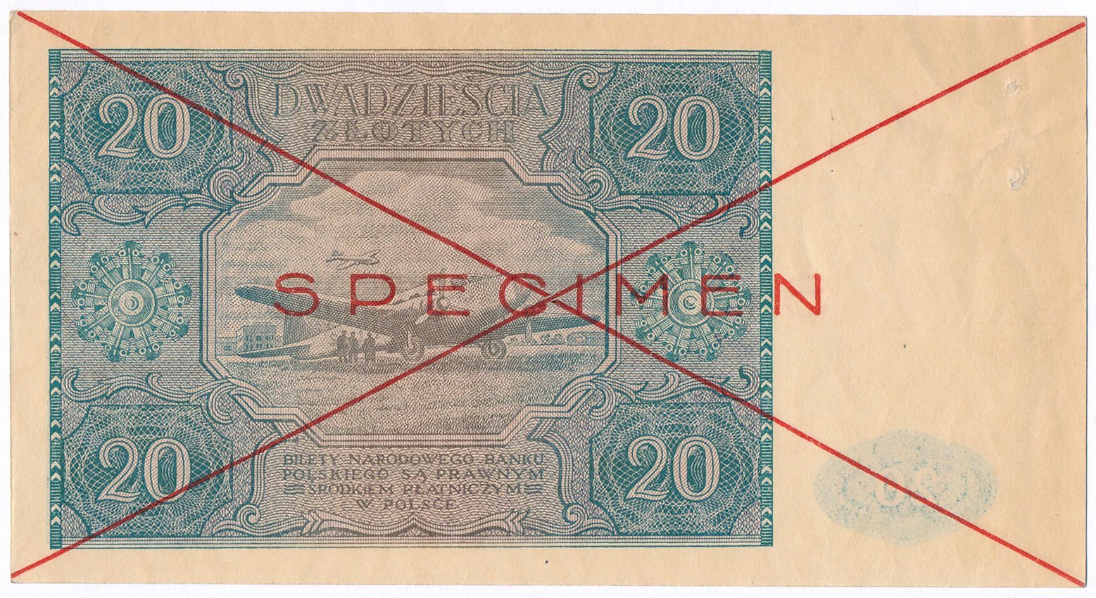 Banknot. SPECIMEN 20 złotych 1946 seria A